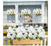 YUE QIN 6 Bundles Artificial Geraniums Flowers White Artificial Plants