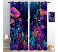 YUEAHOL Abstract Colorful Mushroom Blackout Curtains, Sea Life Thermal Insulated Curtains 140 x 175 cm Eyelet Window Treatments for Boys Girls Kids Bedroom Living Room, 2 Pieces
