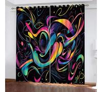 YUEAHOL Colorful Striped Lines Blackout Curtains, 3D Abstract Art Print Window Curtains, Thermal Insulated Room Darkening Eyelet Grommet Drapes 2 Panels for Bedroom Living Room Decor 150 x 166 cm