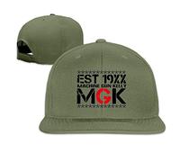 YueBanWan Man&Woman Machine Gun Kelly MGK Est 19xx Flat Bill Hat White ForestGreen