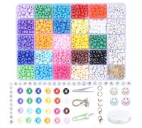 YUEBAYUE 1040pcs Pony Beads for Bracelet Making Kit,24 Colors 6×9mm Plastic Pony Beads Bulk for Crafting