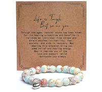 YUEBAYUE Healing Crystal Anxiety Bracelets for Women Blue Bead Bracelets Birthday Crystal Gifts for Women Her Ladies Meditation