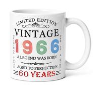 Yuecda 1966 Birthday Gifts for Women, Vintage 1966 Cups Coffee Mug 11oz, Gift Ideas for 60 Year Old Woman, Turning 60 Gifts for Man, Dad, Husband, Wife, Grandma, Mom, Friends