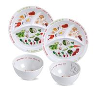 Yuecda 4-packPortion Control Plate for Balanced Eating -Healthy Nutrition Plate for Adults and Teens - Melamine Dividers, Perfect for Balanced Eating and Diet Management（Arc-Shaped Style）