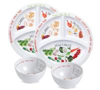 Yuecda 4-packPortion Control Plate for Balanced Eating -Healthy Nutrition Plate for Adults and Teens - Melamine Dividers, Perfect for Balanced Eating and Diet Management
