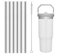 Yuecda Metal Straws Reusable for Stanley Iceflow Flip 30oz Tumbler,6 Pack Replacement Stainless Steel Straws with 1 PCS Straw Cleaner Brush for Stanley Accessories (for Stanley Iceflow 30oz)