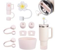 Yuecda Stanley Cup Accessories Set - 6 Pcs Silicone Spill-Proof Stoppers, 2 Straw Cover Caps, 1 Silicone Boot for 40oz & 30oz Cups (Quartz Rose)