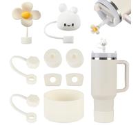 Yuecda Stanley Cup Accessories Set: Including Silicone Spill-Proof Stopper, Straw Cover Caps, Silicone Boots (Cream)