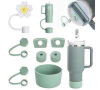 Yuecda Stanley Cup Accessories Set - Silicone Spill-Proof Stopper (6), Straw Cover Cap (2), Silicone Boot - 40oz & 30oz Matcha Green