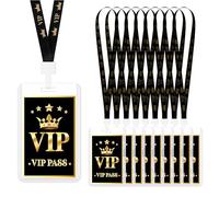 Yuecda VIP Badge Lanyard with Plastic VIP Pass Card, Black Lanyard, VIP Backstage Pass for Music Prize, Movie Night, Birthday, Party, Concert, Event (20)