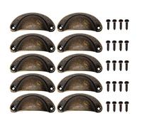 Yuechenggui 10 Pcs Vintage Shell Cup Drawer Handle Retro Pull Handles Semicircle Metal Pull Handle Half Moon Closet Door Drawer Knob Antique Bronze Furniture Knobs