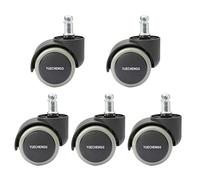 Yuechenggui Universal Size Office Chair Twin Caster Wheels, Chair Casters Replacement, for Office Chairs, Gaming Chair, Swivel Chair, RoHS and BIFMA quality certified. 5 Pcs 11 mm (Aschgrau)