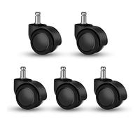 Yuechenggui Universal Size Office Chair Twin Caster Wheels, Chair Casters Replacement, for Office Chairs, Gaming Chair, Swivel Chair, RoHS and BIFMA quality certified. 5 Pcs 11 mm (Schwarz)