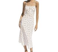 YUECIBAI Dresses For Women Ladies Strawberry Print Suspender Dresses For Women Bohemian Sleeveless Beach Dress L White
