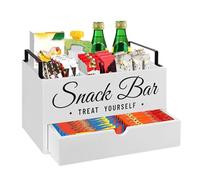 Yuecjian Coffee Organizer, Counter Coffee Stand Storage Organizer, Kitchen Organization Holder with Drawer for Pod Cups Tea Syrup Stirrer Sugar Condiment Home Farmhouse Apartment