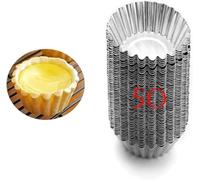 Yuecoofei 50 Pcs Egg Tart Molds for Baking,Mini Cupcake Cake Muffin Mold Tin Pan Baking Tool,Reusable Quiche Bakeware for Pies, Quiche, Cheese Cakes, Desserts