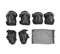 Yuecoom 6Pcs / Set Kids Protective Gear Set, Roller Skating Protective Gear Adjustable Knee Elbow Palm Guards for 6-18 Years Old (Black)