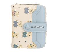 YUEcthynous Bear Short Purse Women, Cute Bear Purses for Women, Small with RFID Blocking and Many Compartments, Girls Multiple Compartments, Credit Card Holder, Bear Print, Light Blue