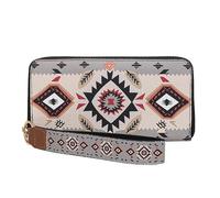 YUEcthynous Women's Cork Purse, Women's Purse with Paisley Ornament Pattern, Floral Pattern Clutch with RFID Blocking and Multiple Cards, Card Holder, Coin Pocket, Large Capacity Leather Zip, brown, M