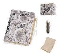 YUEcthynous Women's Purse, Grey Snake Purse, Women, RFID Protection Wallet, Small, Double Folded Pockets, Leather Wallet with Multiple Card Slots for Coins, Cash Bill, Credit Card Holder