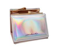 YUEcthynous Women's Small Wallet, Laser Gradient Colour Women's Wallet, Leather Wallet with RFID Blocking, Shiny Purse for Girls with Coin Compartment, Tri-Fold Wallet (Silver)