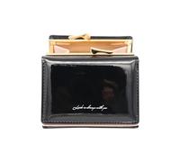 YUEcthynous Women's Small Wallet, Laser Gradient Colour Women's Wallet, Leather Wallet with RFID Blocking, Shiny Purse for Girls with Coin Compartment, Tri-Fold Wallet, Black