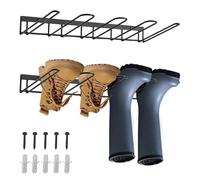 Yuecuu Metal Welly Boot Rack 2 Pack Wall Mounted Boot Stand Shoe Storage Rack for 4 Pairs