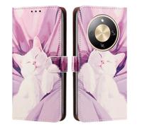 YUECXIN Case for Honor Magic 8 Lite 5G/Magic8 Lite, Cute Kitten Cat Pattern PU Leathe Wallet Stand Flip Folio Cover, with Card Slots/Kickstand/Magnetic Close Shockproof Case. A1