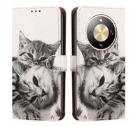 YUECXIN Case for Honor Magic 8 Lite 5G/Magic8 Lite, Cute Kitten Cat Pattern PU Leathe Wallet Stand Flip Folio Cover, with Card Slots/Kickstand/Magnetic Close Shockproof Case. A3