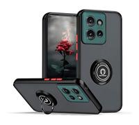 YUECXIN Case for Motorola Edge 50 Neo/Edge 60 Neo/ThinkPhone 25 Cover with 360° Spin Ring Kickstand, Ultra Thin Translucent Matte Hard PC Back ＆ Soft TPU Bumper Shockproof Silicone Case, Black Red