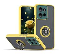 YUECXIN Case for Motorola Edge 50 Neo/Edge 60 Neo/ThinkPhone 25 Cover with 360° Spin Ring Kickstand, Ultra Thin Translucent Matte Hard PC Back ＆ Soft TPU Bumper Shockproof Silicone Case, Yellow