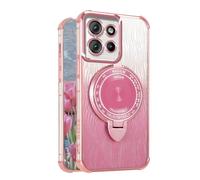 YUECXIN Case for Motorola Edge 50 Neo/Edge 60 Neo/ThinkPhone 25, Luxury Gradient Bling Sparkling Shiny Makeup Mirror Women Girls Case, Ultra Thin Shockproof Soft TPU Silicone Kickstand Cover - Pink