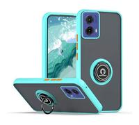 YUECXIN Case for Motorola Moto E14 / G24 / G04 / G04S Cover with 360° Spin Ring Kickstand, Ultra Thin Translucent Matte Hard PC Back ＆ Soft TPU Bumper Shockproof Silicone Case, Sky Blue