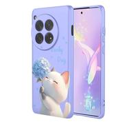 YUECXIN Case for OnePlus 12R 5G, Ultra thin Liquid Silicone Silky Soft Touch Cute Pattern Girls Cover, with Microfiber Lining Shockproof TPU Bumper Case. Cat