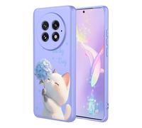 YUECXIN Case for OnePlus 13 5G, Ultra thin Liquid Silicone Silky Soft Touch Cute Pattern Girls Cover, with Microfiber Lining Shockproof TPU Bumper Case. Cat