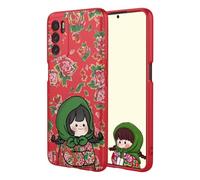 YUECXIN Case for OPPO A16 / OPPO A16s / OPPO A54s, Ultra thin Liquid Silicone Silky Soft Touch Cute Pattern Girls Cover, with Microfiber Lining Shockproof TPU Bumper Case. Red Girl