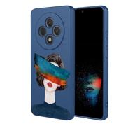YUECXIN Case for Oppo Reno 12F 4G/Oppo Reno 12 FS 5G (Reno12 F 5G), Ultra thin Liquid Silicone Silky Soft Touch Cute Pattern Girls Cover, with Microfiber Lining Shockproof TPU Bumper Case. Art Girl