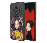 YUECXIN Case for Oppo Reno 12F 4G/Oppo Reno 12 FS 5G (Reno12 F 5G), Ultra thin Liquid Silicone Silky Soft Touch Cute Pattern Girls Cover, with Microfiber Lining Shockproof TPU Bumper Case. Cool Girl