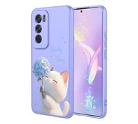 YUECXIN Case for Oppo Reno12 Pro 5G (Reno 12 Pro 5G), Ultra thin Liquid Silicone Silky Soft Touch Cute Pattern Girls Cover, with Microfiber Lining Shockproof TPU Bumper Case. Cat