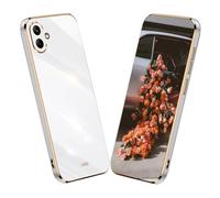 YUECXIN Case for Samsung Galaxy A06 4G, Ultra Thin Luxurious Bling Soft Premium TPU Bumper Silicone Elegant Cover, Plating Phnom Penh Shockproof Drop-proof Case, White