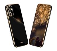 YUECXIN Case for Samsung Galaxy A25 5G, Ultra Thin Luxurious Bling Soft Premium TPU Bumper Silicone Elegant Cover, Plating Phnom Penh Shockproof Drop-proof Case, Black