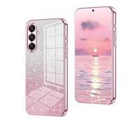 YUECXIN Case for Samsung Galaxy A26 5G, Gradient Bling Shiny Cardstock Sparkle Design Soft TPU Silicone Cover, Ultra Thin Premium Shockproof Plating Edge Case, Pink