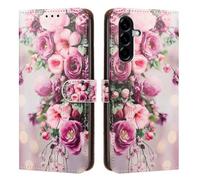 YUECXIN Case for Samsung Galaxy A37 5G/Samsung A36 5G, Elegant Flowers Pattern PU Leathe Wallet Stand Flip Folio Cover, with Card Slots/Kickstand/Magnetic Close Shockproof Case. A7