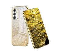 YUECXIN Case for Samsung Galaxy S24 FE, Gradient Bling Shiny Cardstock Sparkle Design Soft TPU Silicone Cover, Ultra Thin Premium Shockproof Plating Edge Case, Gold