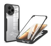 YUECXIN Case for Xiaomi Poco F7 Pro, Rugged 360° Full Body Protective Dustproof Shockproof Bumper Case, Built-in Screen Protector and Clear Back Designed Cover, Black