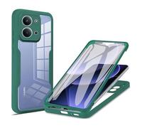 YUECXIN Case for Xiaomi Redmi 15C 5G/15C 4G/Poco C85, Rugged 360° Full Body Protective Dustproof Shockproof Bumper Case, Built-in Screen Protector and Clear Back Designed Cover, Green