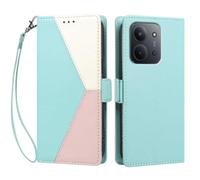 YUECXIN Case for Xiaomi Redmi 15C 5G/4G/POCO C85, Retro Colour Block PU Leather Wallet Flip Case with Card Slots & Magnetic Closure, Wrist Strap, Shockproof Soft TPU Cover, Green