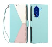 YUECXIN Case for Xiaomi Redmi A5 4G, Retro Colour Block PU Leather Wallet Flip Case with Card Slots & Magnetic Closure, Wrist Strap, Shockproof Soft TPU Cover, Green