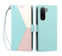 YUECXIN Case for Xiaomi Redmi A7 Pro 4G/POCO C85X 5G, Retro Colour Block PU Leather Wallet Flip Case with Card Slots & Magnetic Closure, Wrist Strap, Shockproof Soft TPU Cover, Green