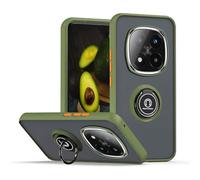 YUECXIN Case for Xiaomi Redmi Note 14 Pro 5G/Poco X7 5G Cover with 360° Spin Ring Kickstand, Ultra Thin Translucent Matte Hard PC Back ＆ Soft TPU Bumper Shockproof Silicone Case, Army Green